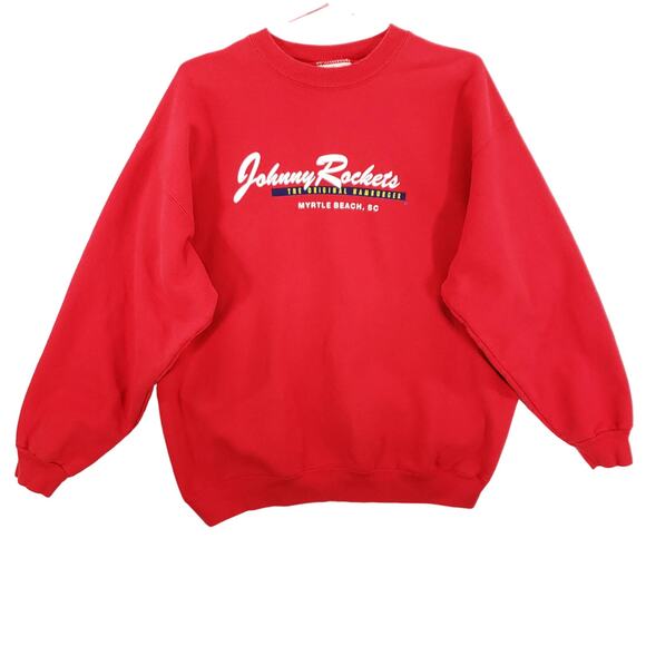 Johnny Rockets Sweater Mens L Red Myrtle Beach South Carolina Pullover Crew Neck - Picture 1 of 8